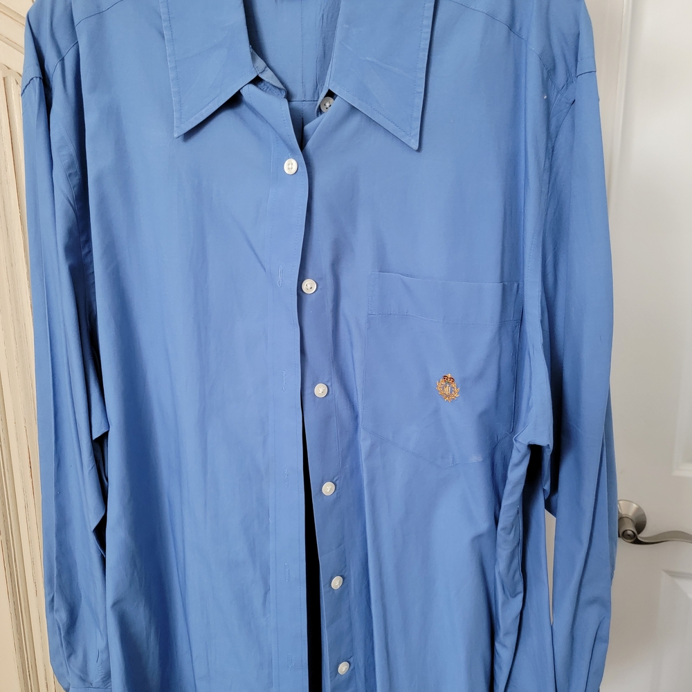 Ralph Lauren Blue Long-Sleeve Dress Shirt with Pocket Crest
